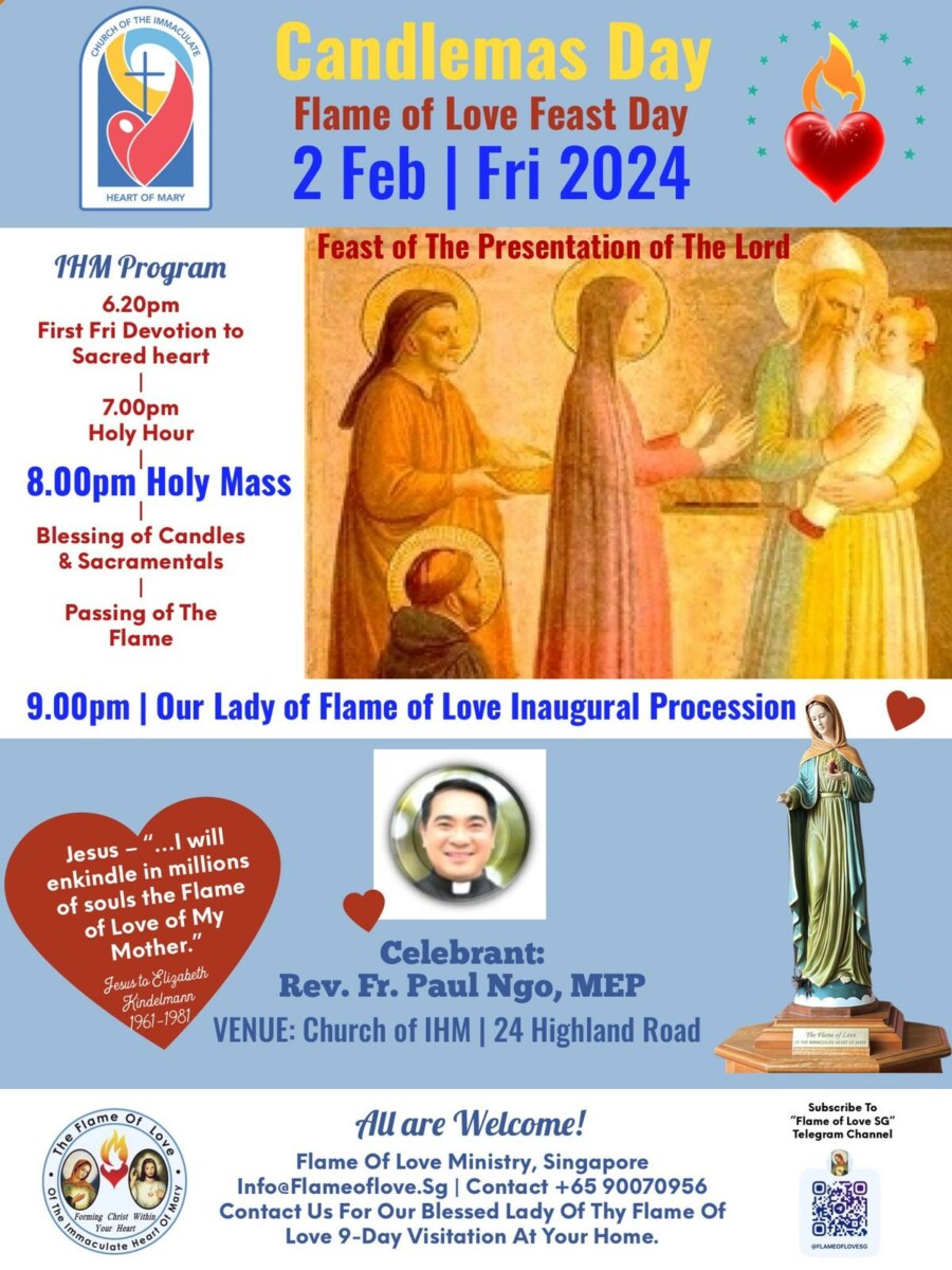 candlemas day flame of love feast day 2 feb 2024