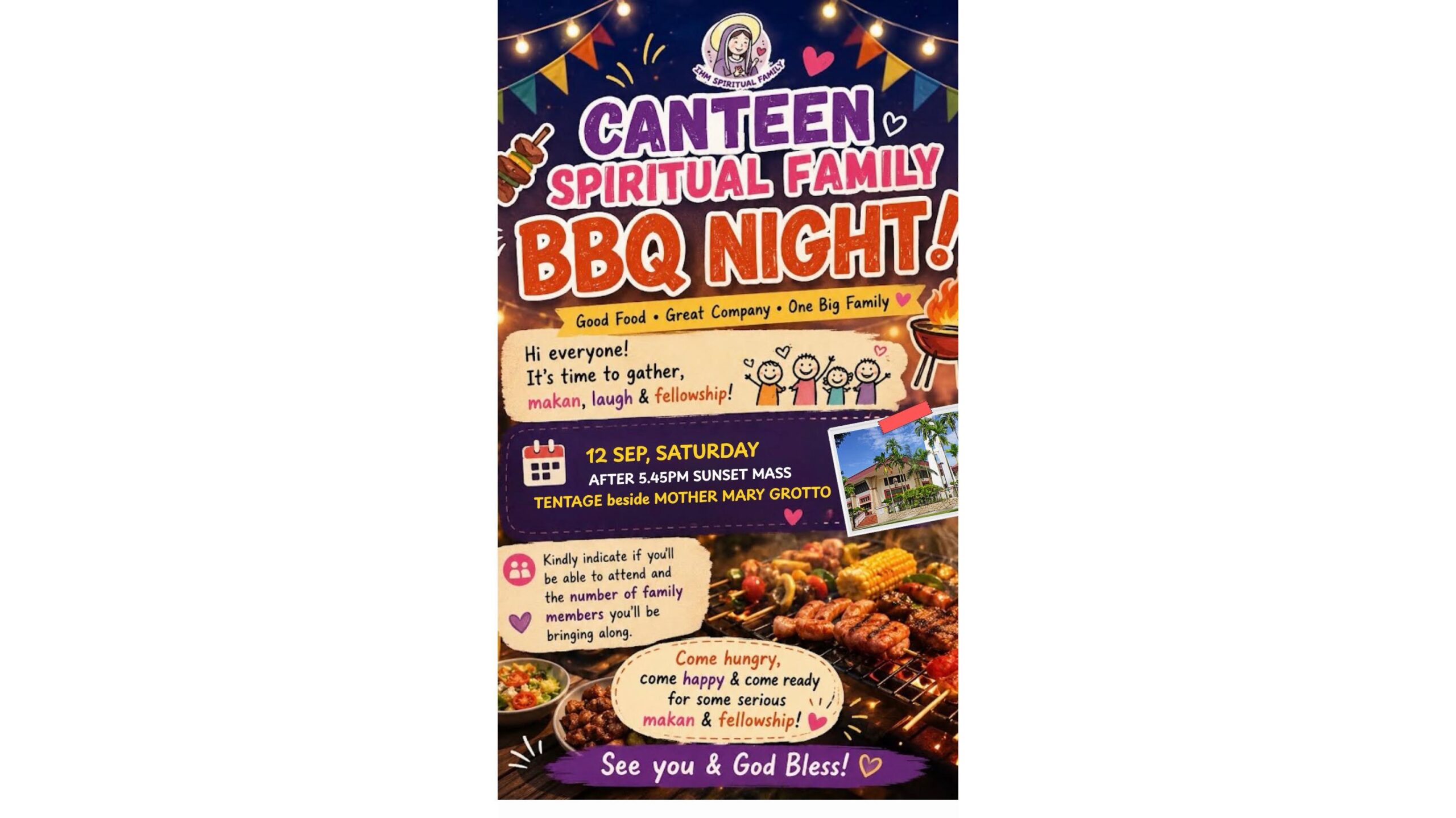 canteen spiritual family bbq nite on 12 sep 26